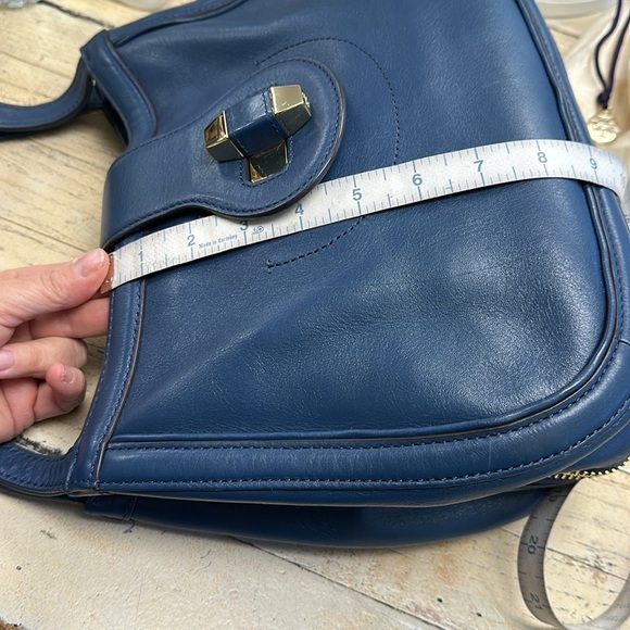 TORY BURCH Serina Hobo Blue Leather Shoulder Bag - Picture 11 of 13